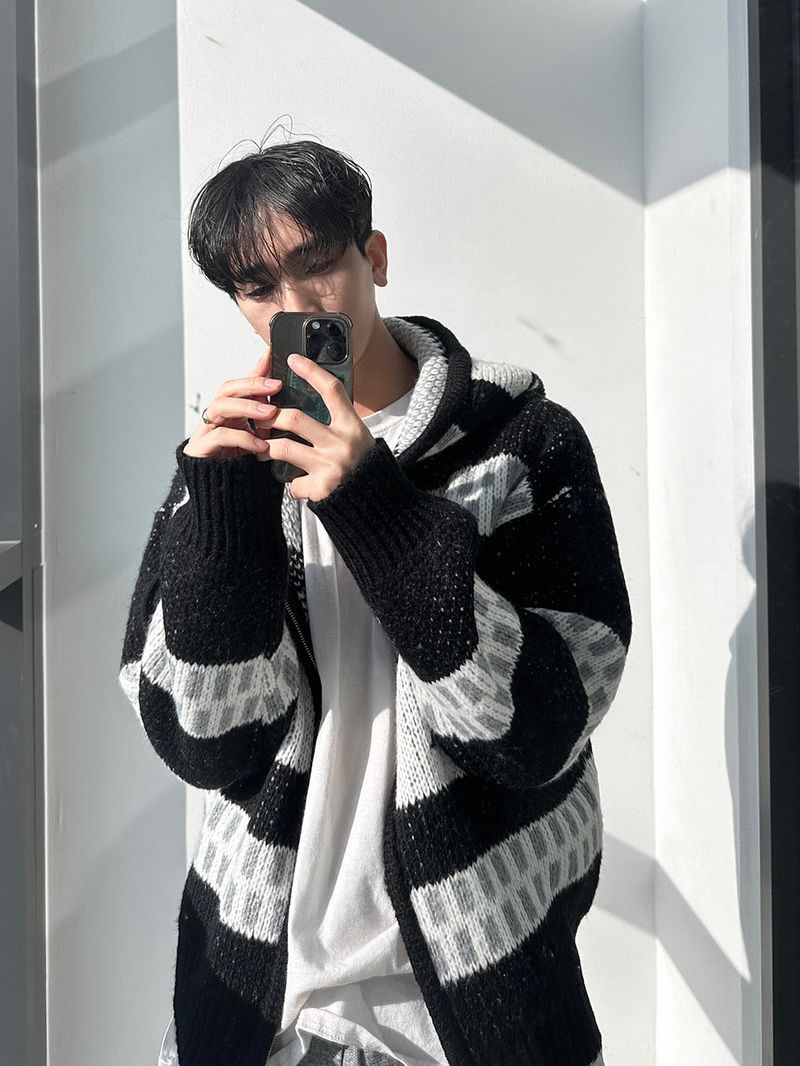 ASCLO Deer Hood Zip Up Knit (3color)