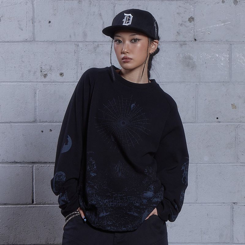(DUC) BB Graphic Waffle Oversized Long-Sleeve Black