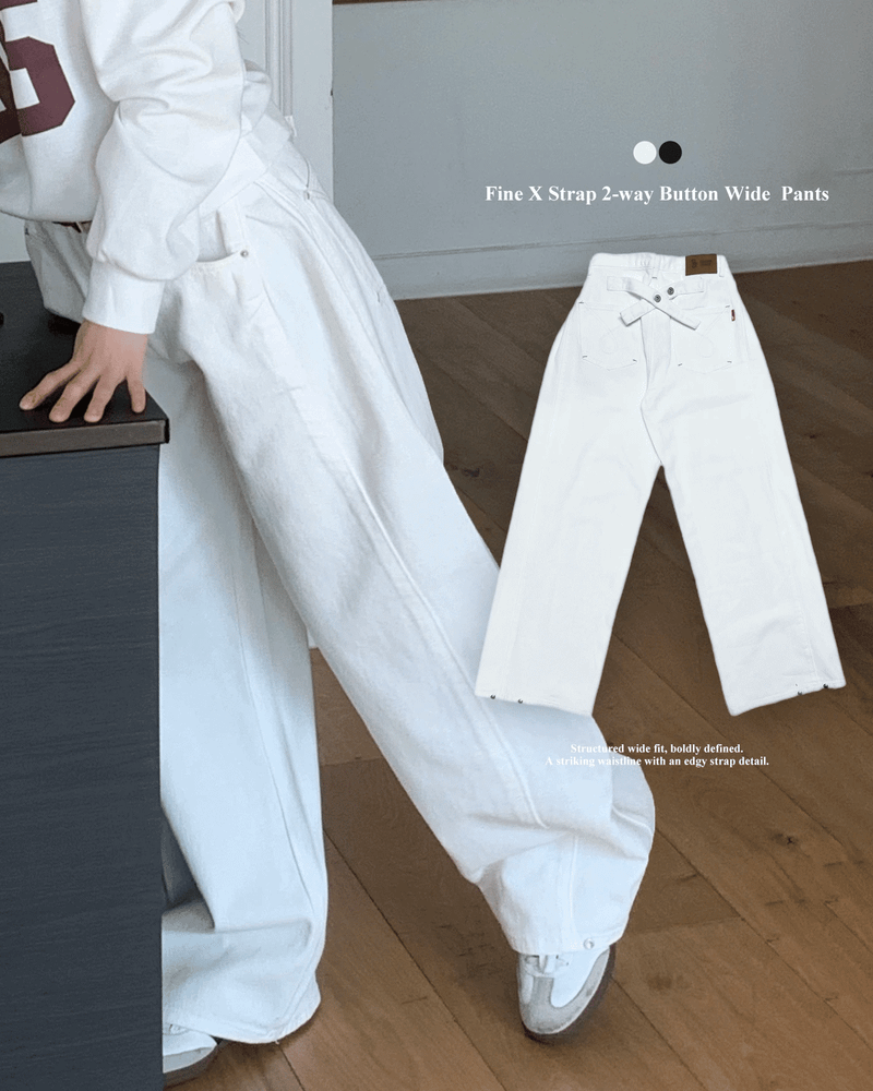 GUSTA（グスタ）の「Fine X Strap Two-way Button Wide Long Pants（Pants）」