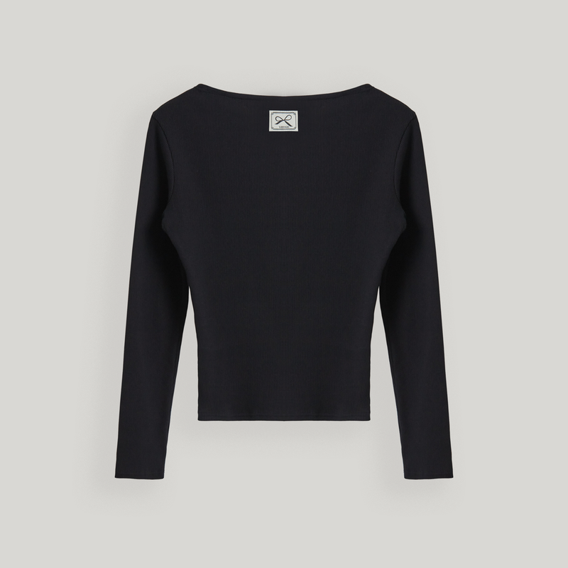 Black Boatneck Top