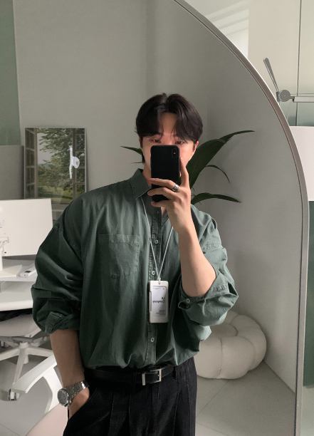 Glass Pigment Basic Cotton Shirt