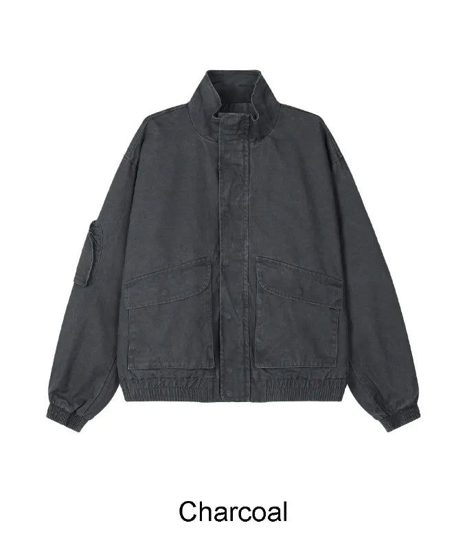 Denz Washed High-Neck Field Jacket