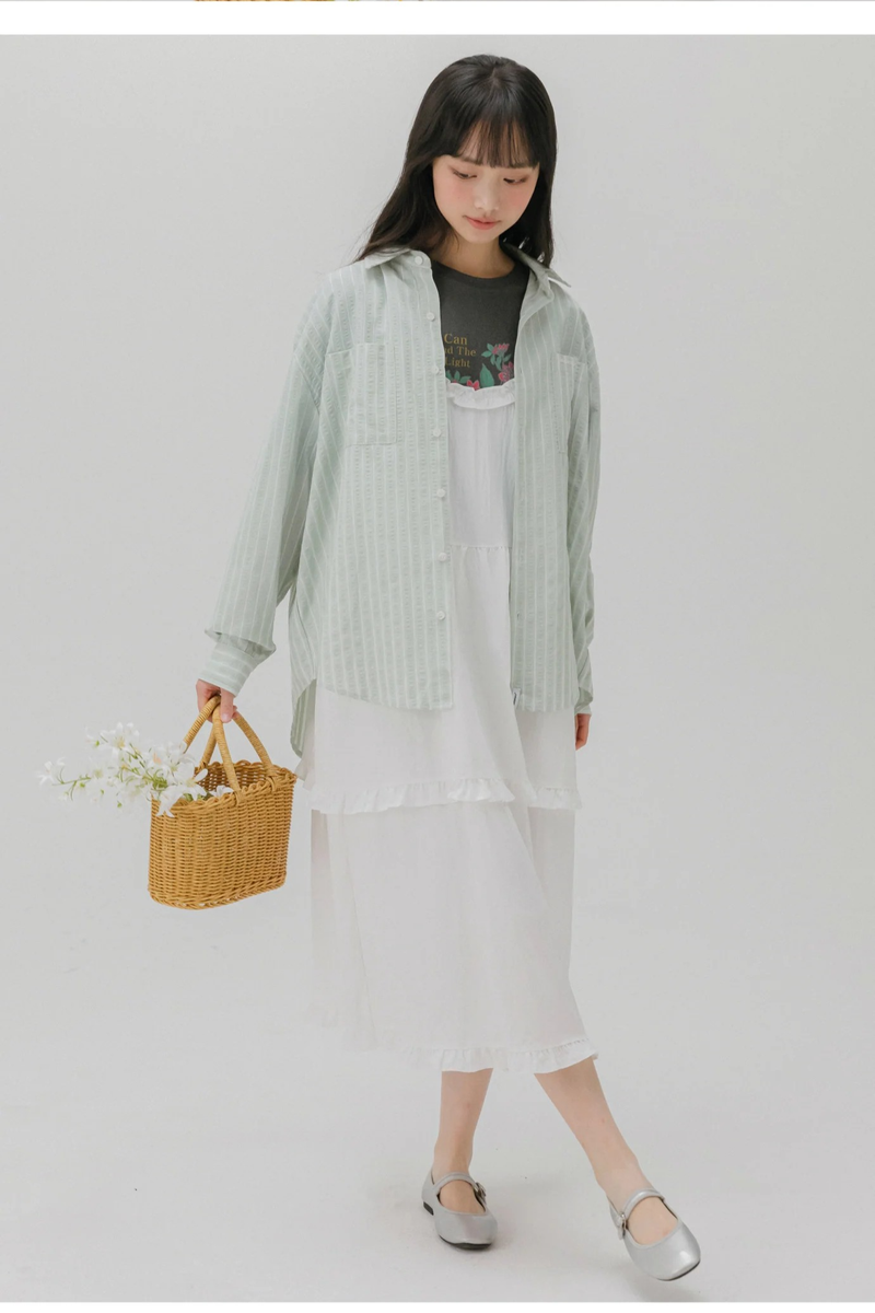 TWO POCKET STRIPE SHIRT (MINT)