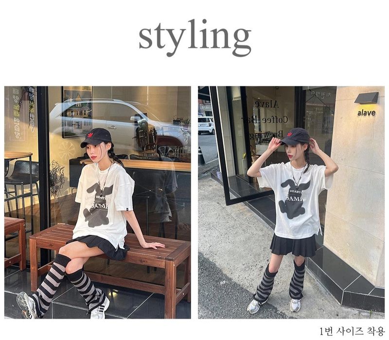 'RABBIT CLUB' OVERSIZED TEE_WHITE