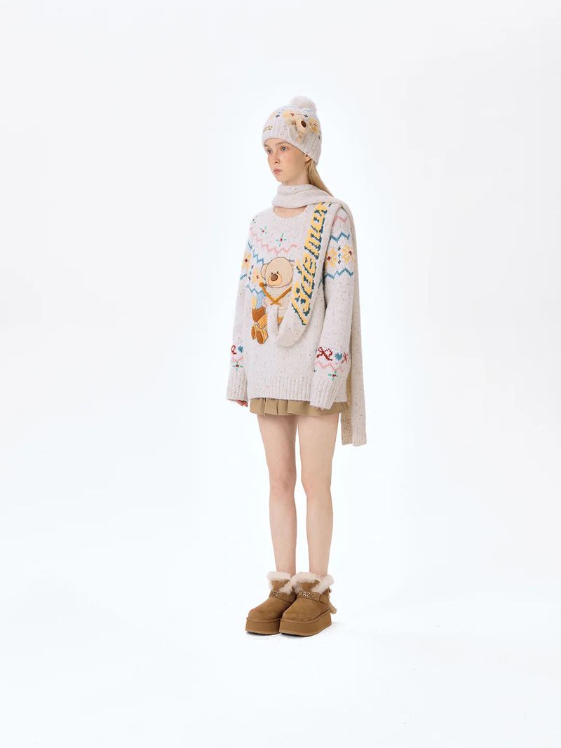 13DE MARZO Fair Isle Bear Beanie