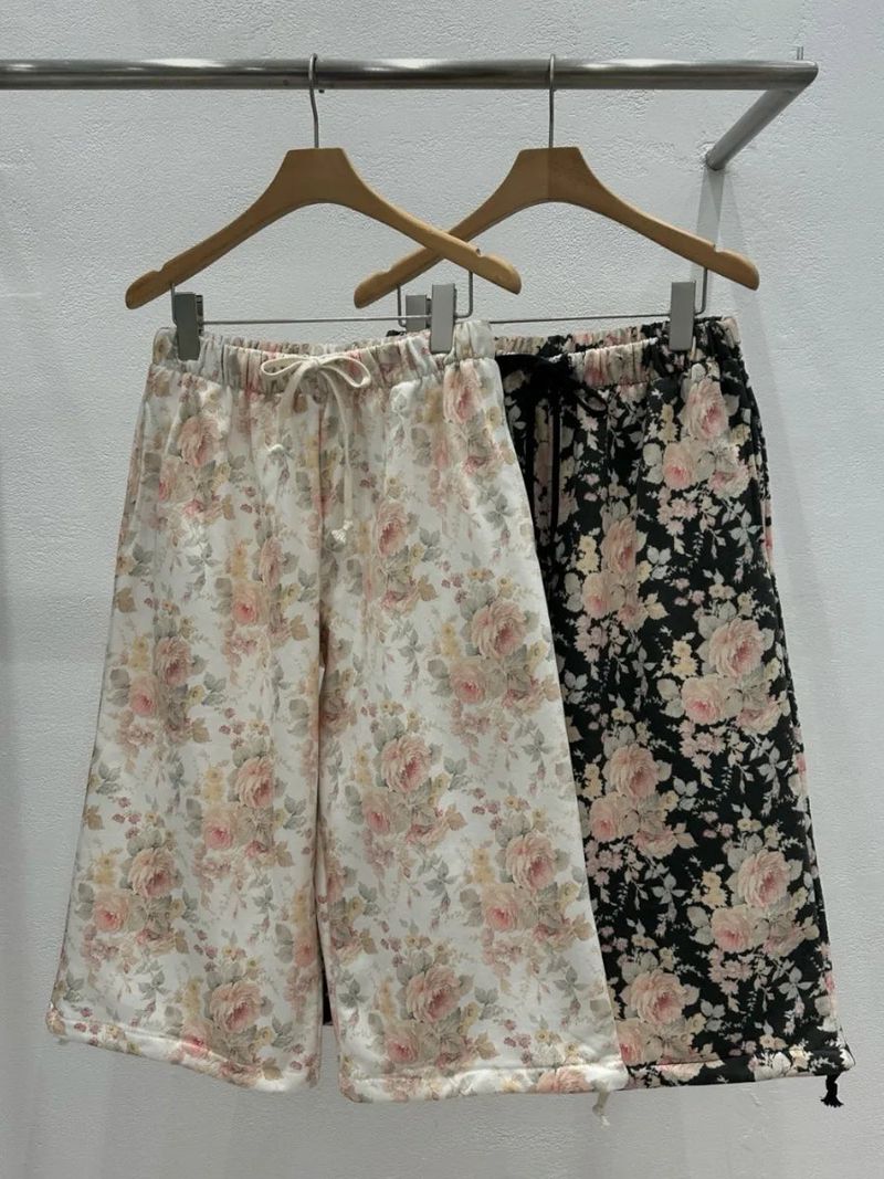 floral sweat crop pants