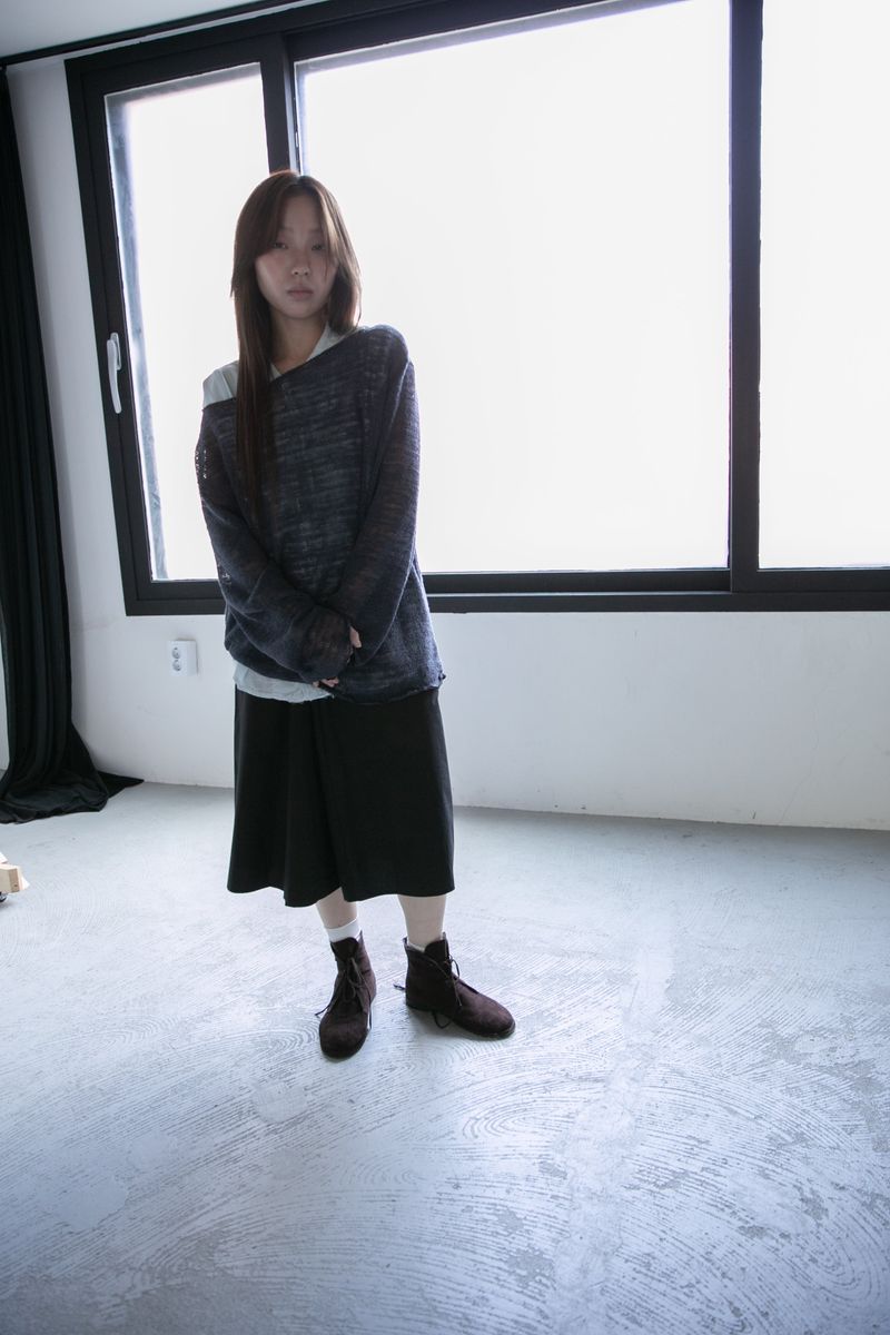 soft slub loose knit top(2colors)