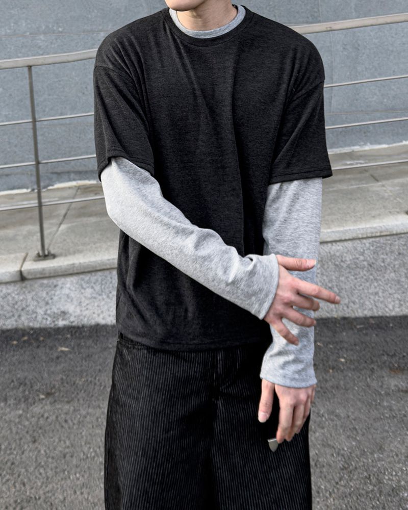 Mix Layered Long Sleeve T-Shirt