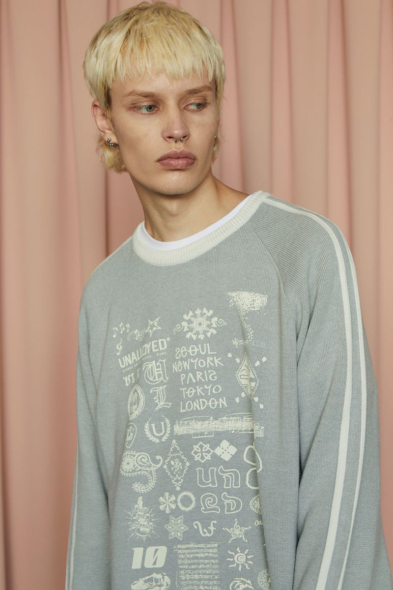 LINE GRAPHIC KNIT / GREY