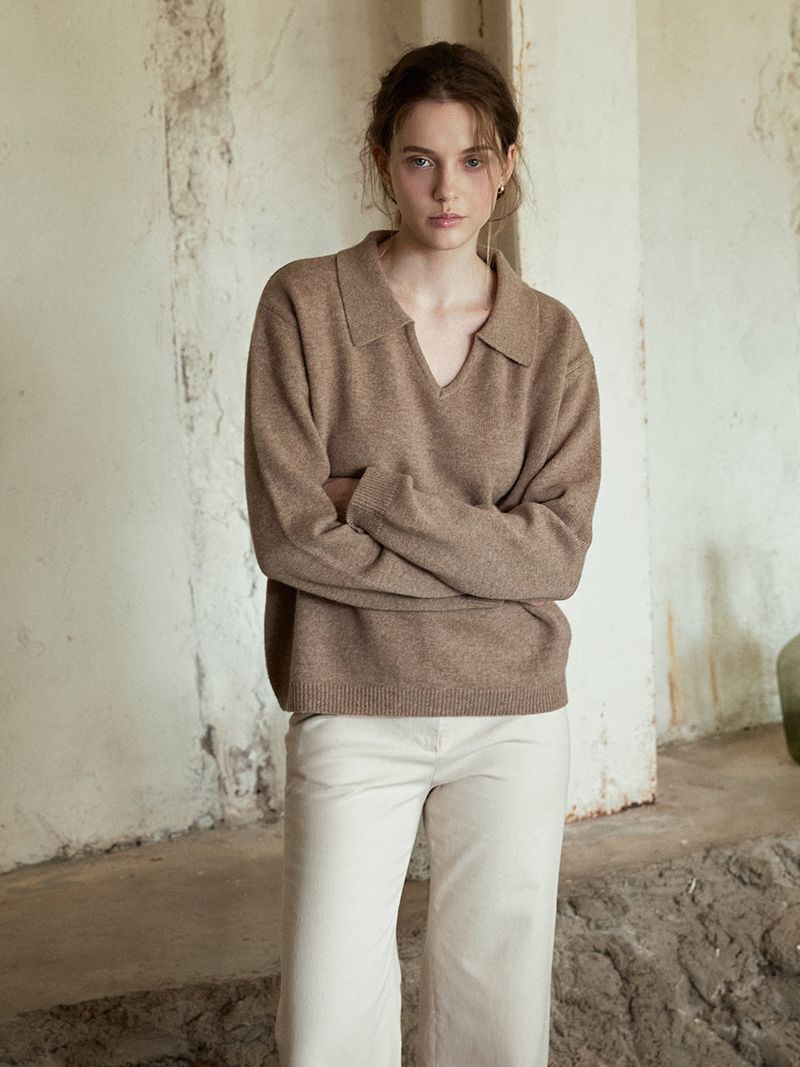 SERIN v-neck collar wool knit