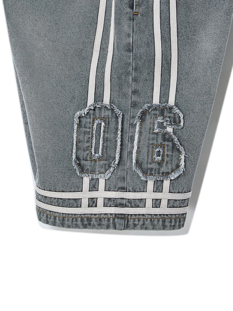BASKETBALL DENIM HALF PANTS (GREY)