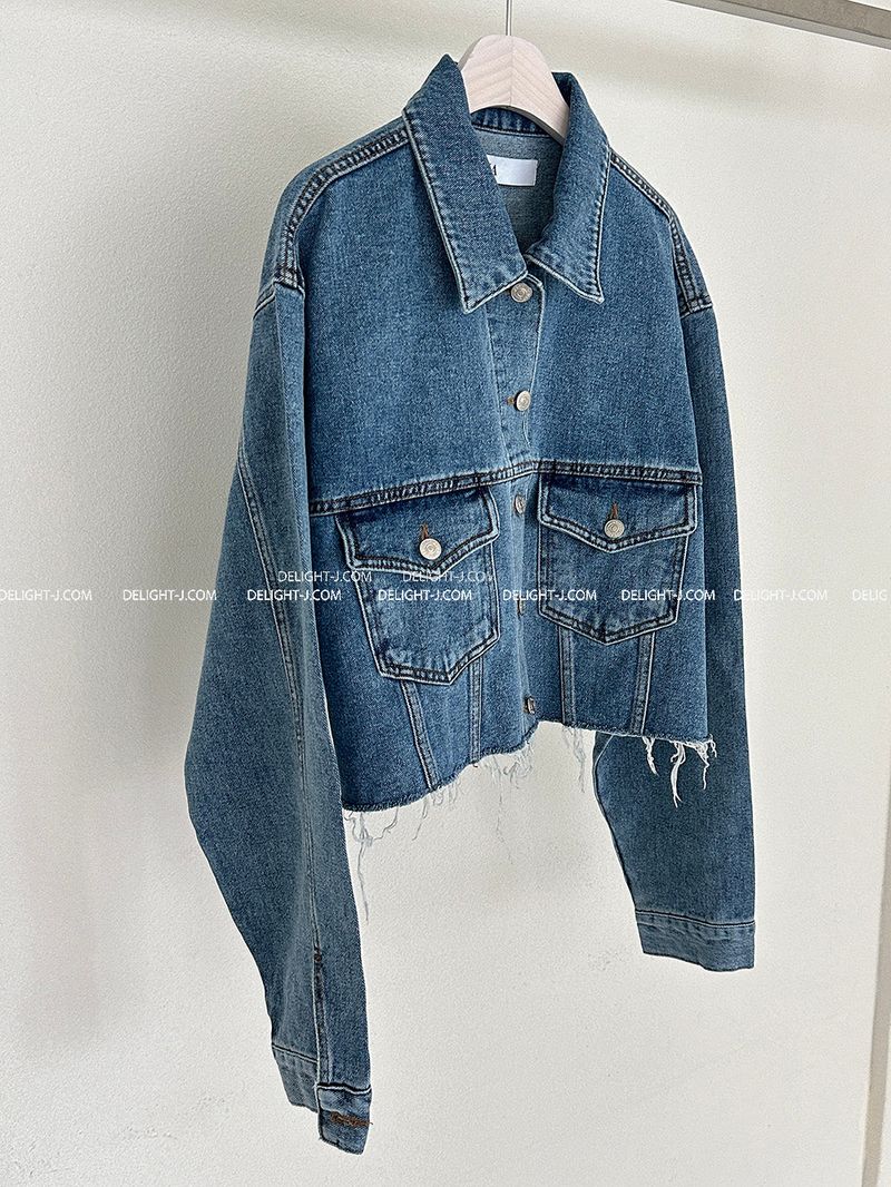 Puppy cropped jean jacket