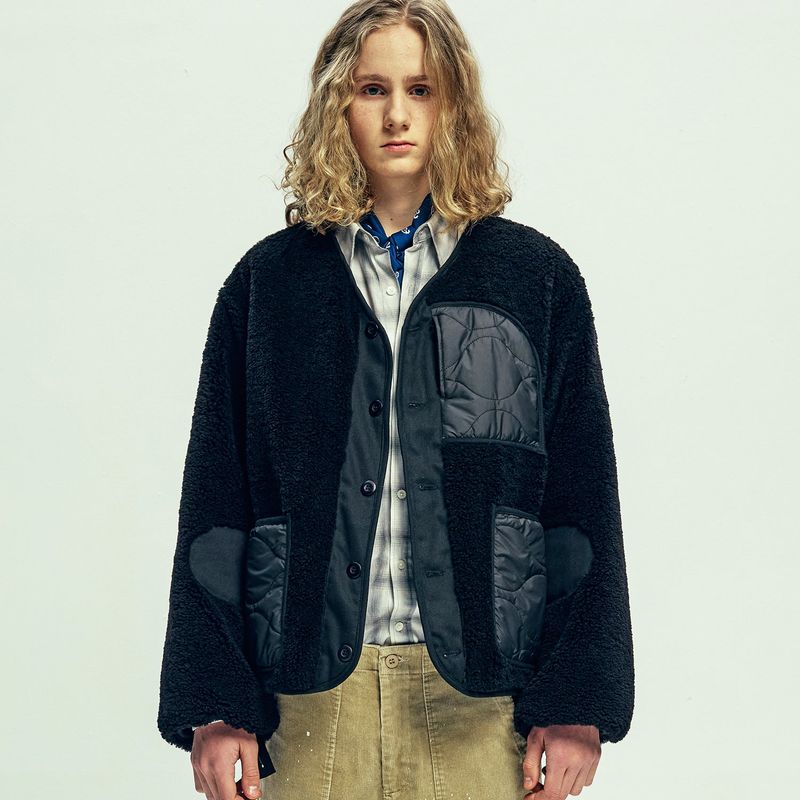 reversible quilted & fleece liner jacket black