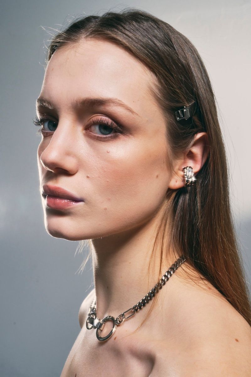 NO.318 [SILVER] GEOMETRY SQUARE EARCUFF