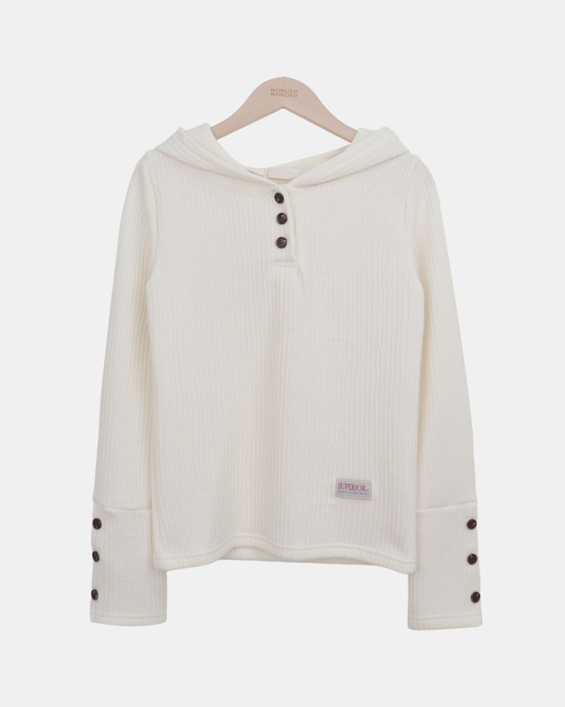 Piggle Cropped Button Hooded T-Shirt