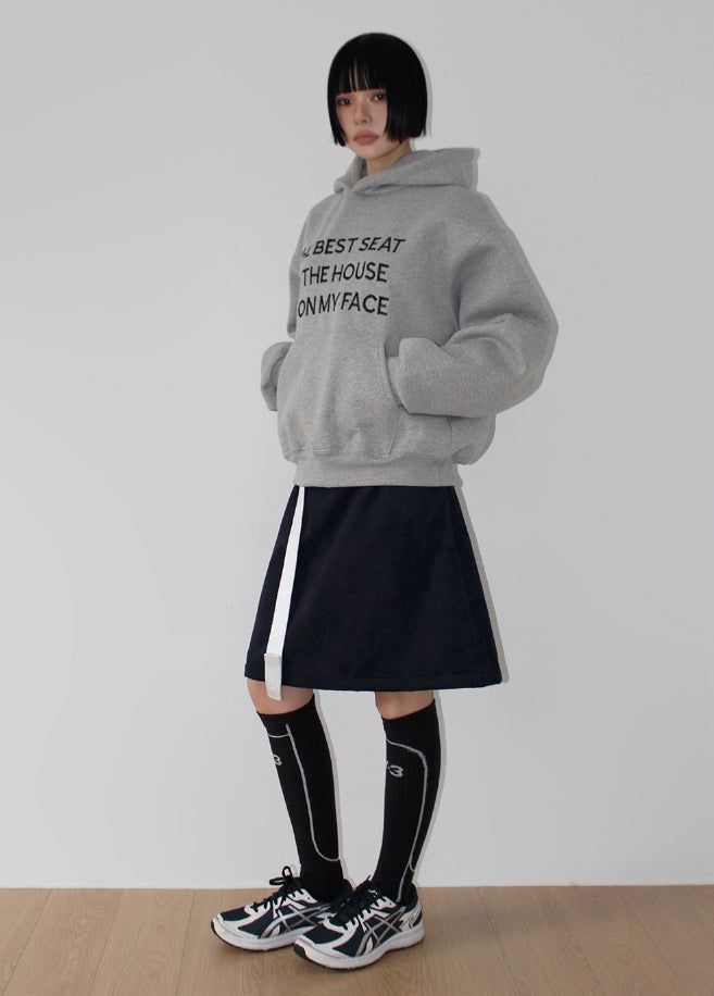 (Lining Fleece) SUEDE MIDI SKIRT