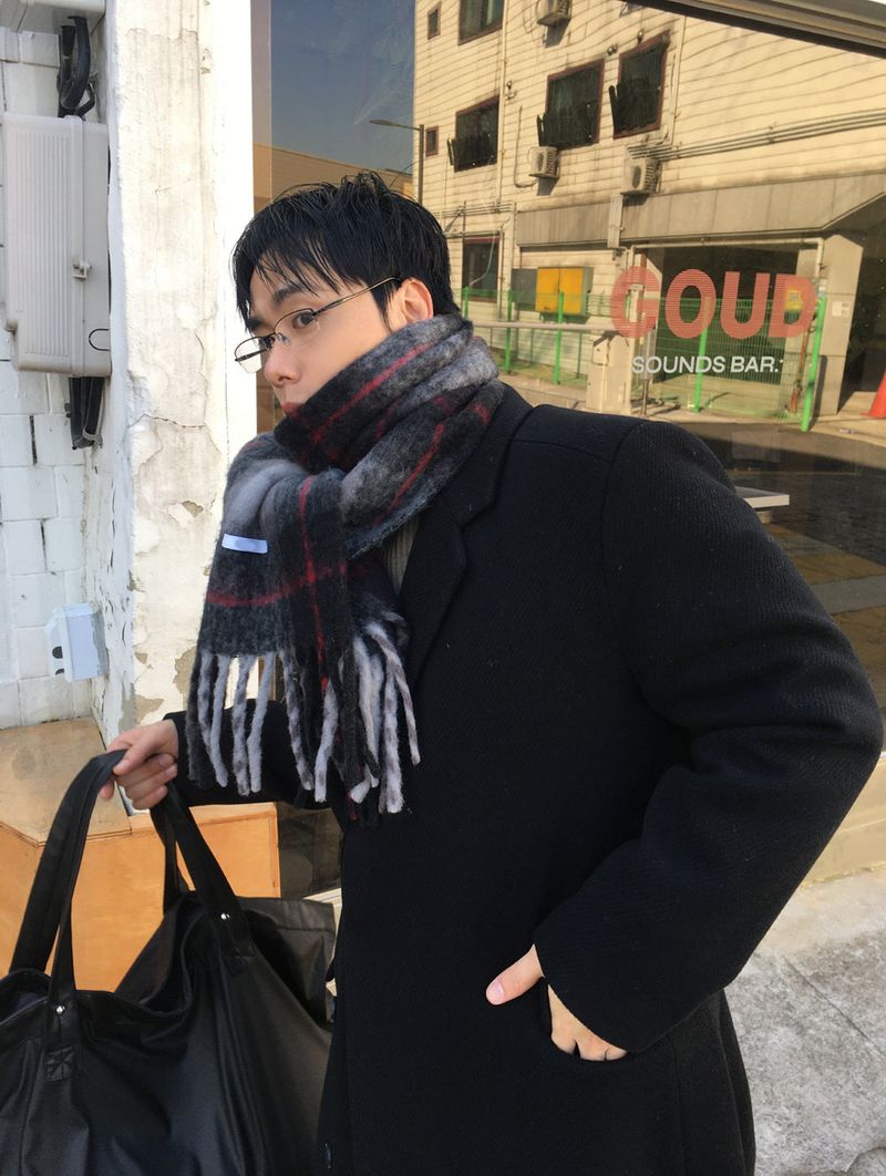 No.1547 wool check muffler (4color)