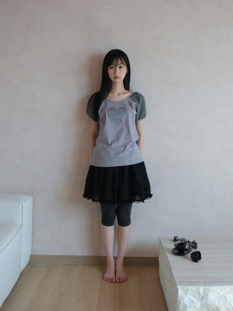 Heart glitter T-shirt - Gray