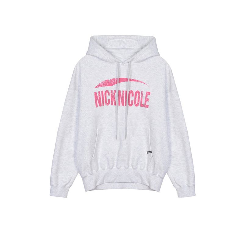 NICK&NICOLE(ニック&ニコール)の「NICOLE CRACK BIG LOGO HOODY_MELANGE PINK(Tops)」