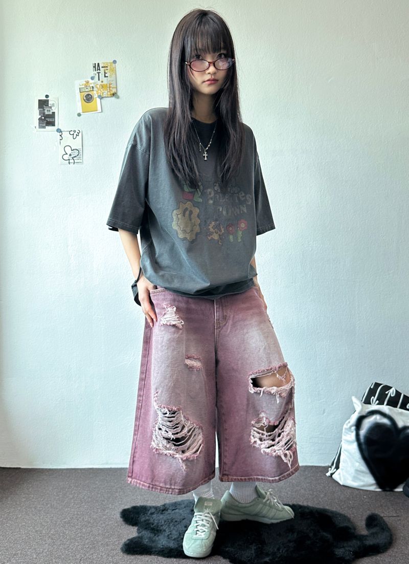 Britty Colored Washed Distressed Denim 3color