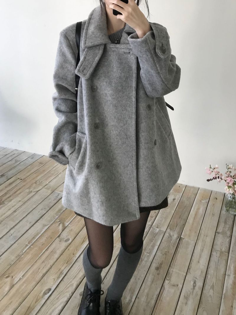 High-neck double coat (2 colors)