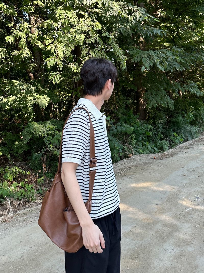 [Premium] Dail boucle stripe collar knit
