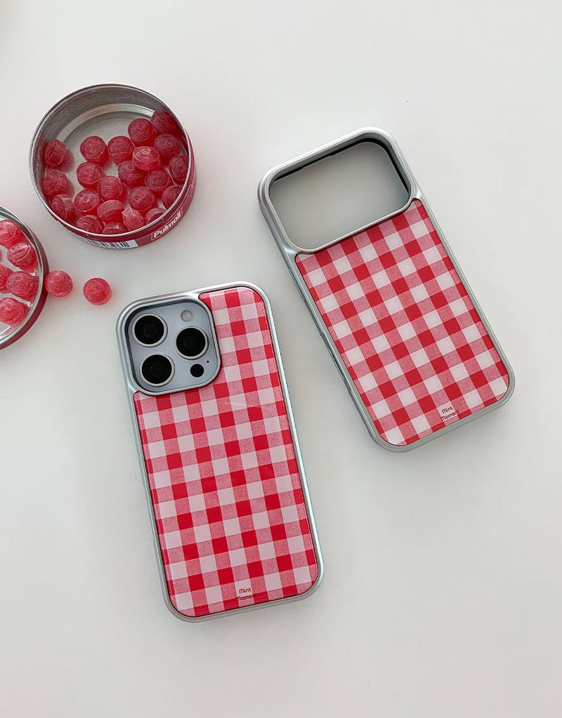 [MADE]ピクニックレッド シルバーエポキシ バンパー iPhoneケース