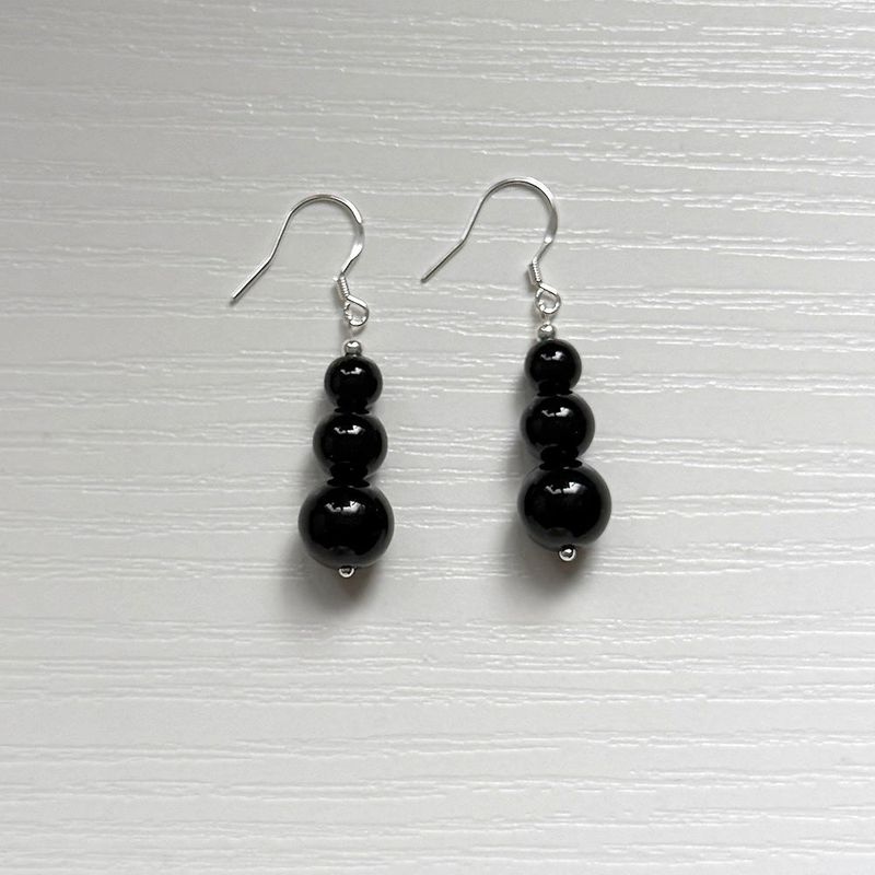 [925silver] Drop onyx earring