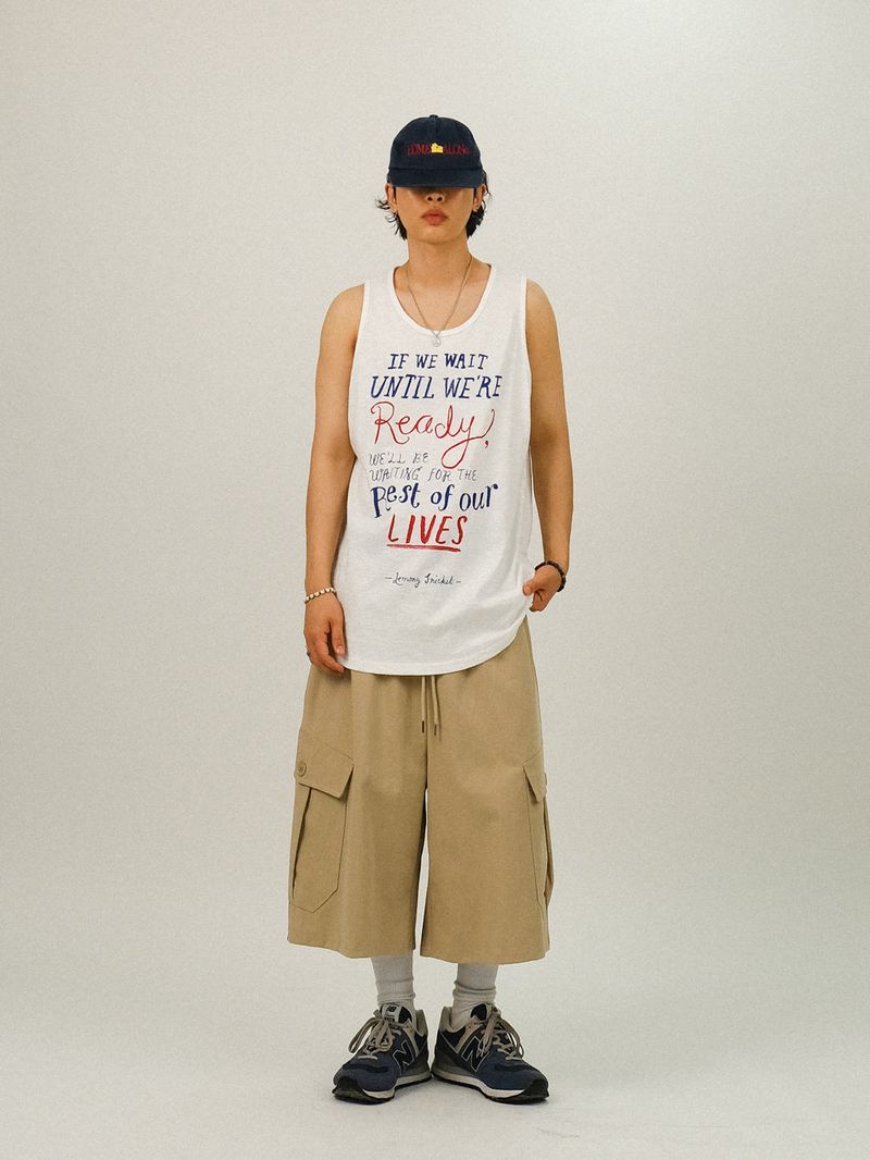 DL レタリングウォッシングスリーブレスTシャツ