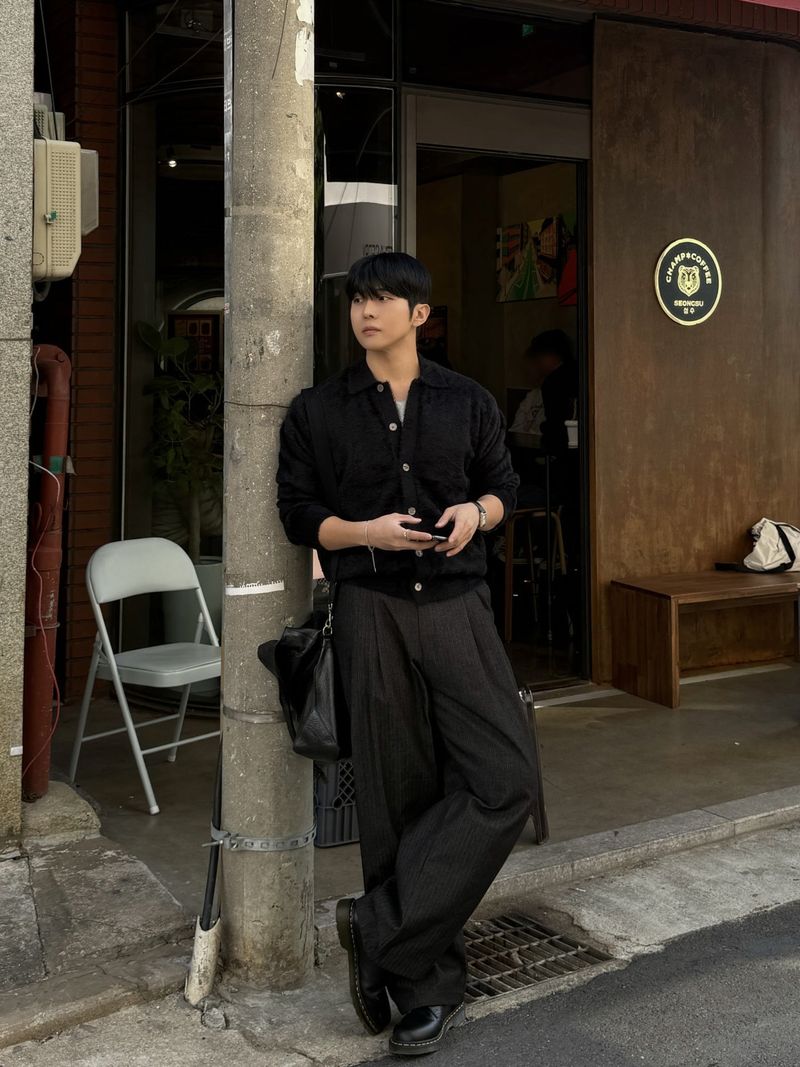 Porter herringbone denim slacks