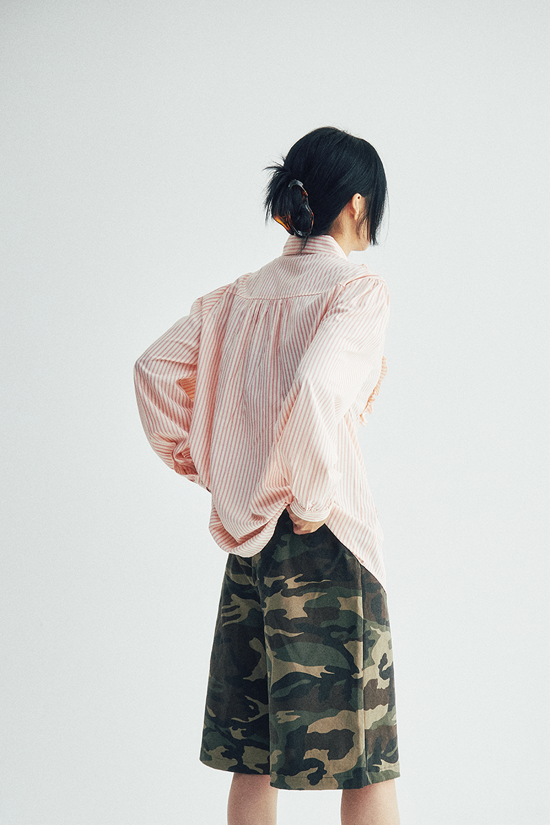 Stripe Frill Blouse (pink)
