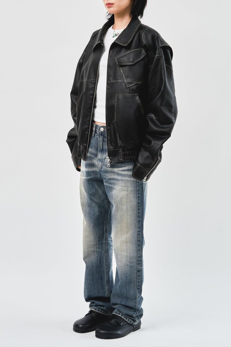 Hand Washed Leather Blouson (2color)
