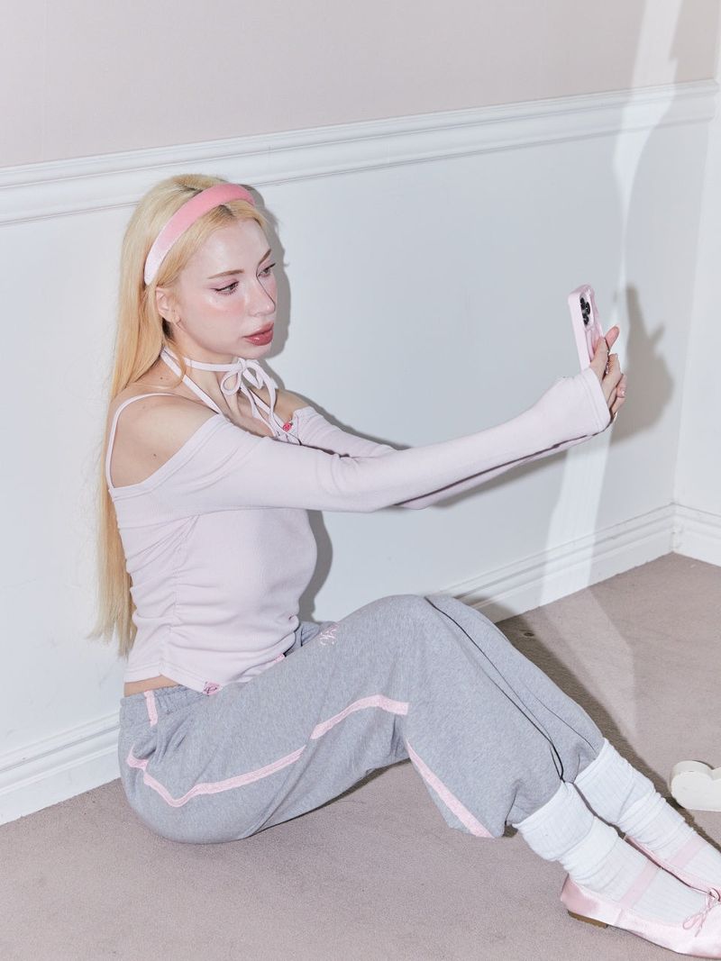 Romantic off-shoulder T-shirts_PINK
