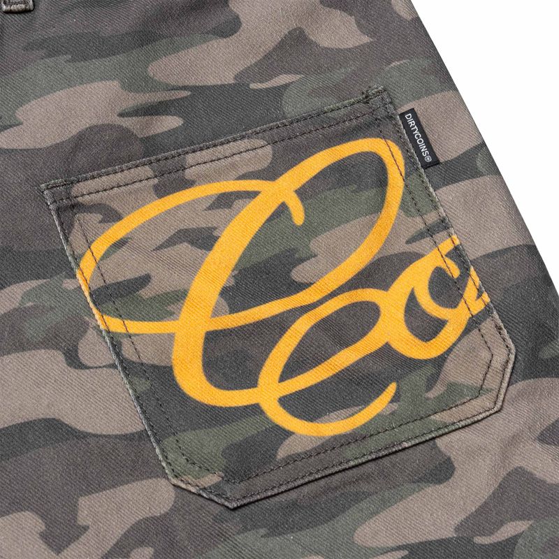DirtyCoins Drawstring Camo Denim Cargo Shorts
