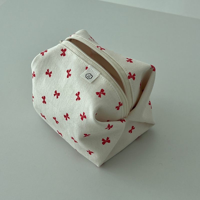 RED RIBBON ZIPPER POUCH