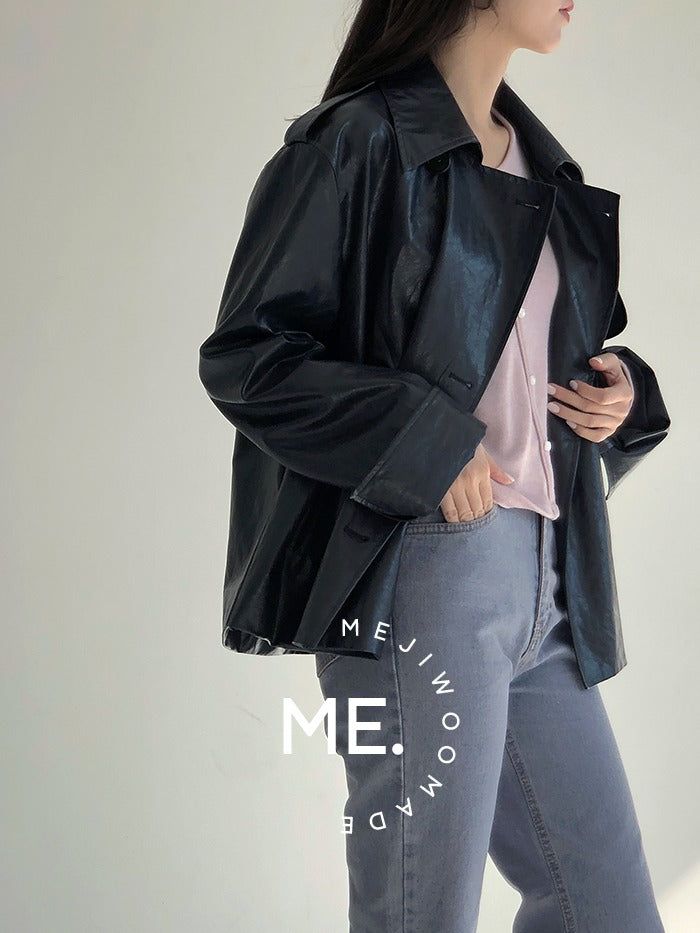 MEJIWOO（ミジウ）の「シニアレザートレンチショートジャケット（Jackets/Outerwear）」