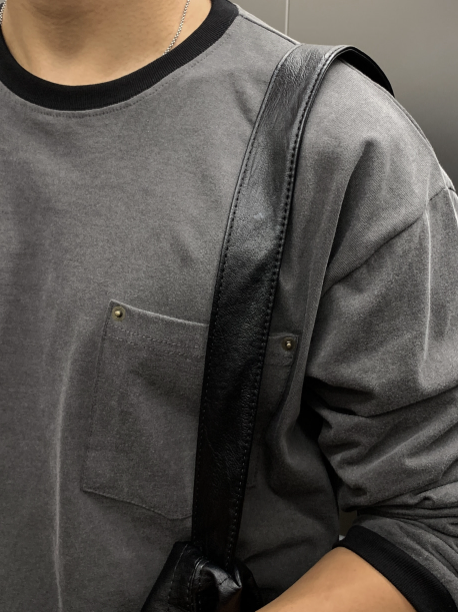 Aaron Cropped Pigment Rivet Ringer Long Sleeve