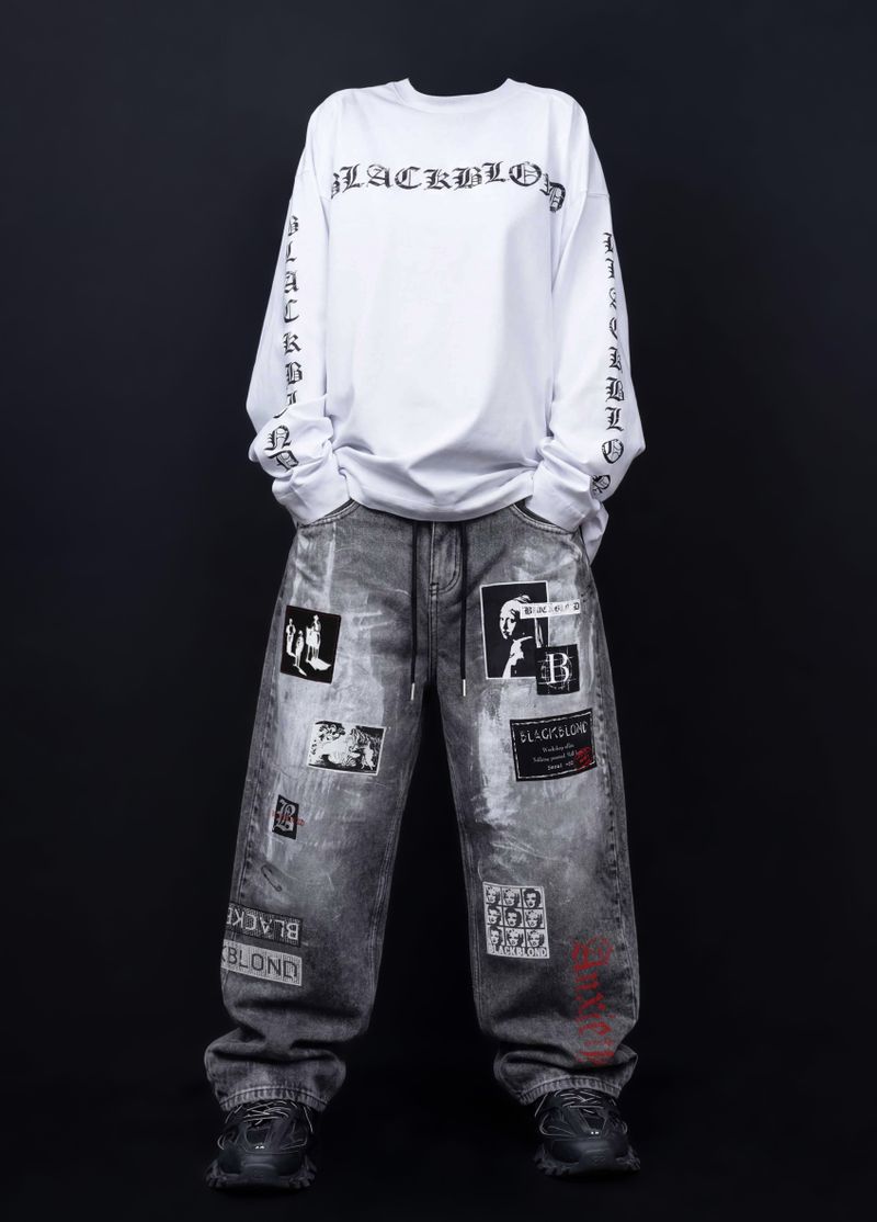 BBD Anxiety Multi Patch Denim Pants (Vintage Black)