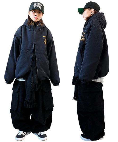 Oversized Two-Way Washed Puffer Jacket (6oz)