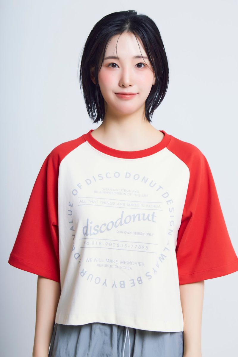 circle print raglan ½T-shirts_red/ivory