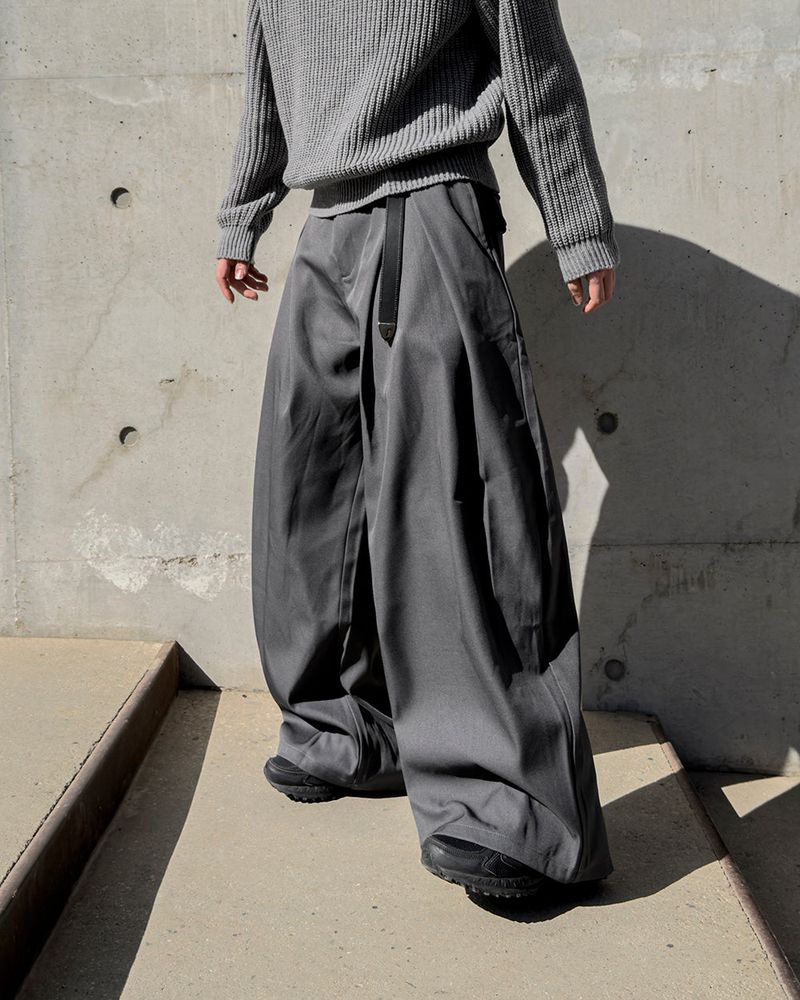 Ian Double-Pleat Wide Slacks