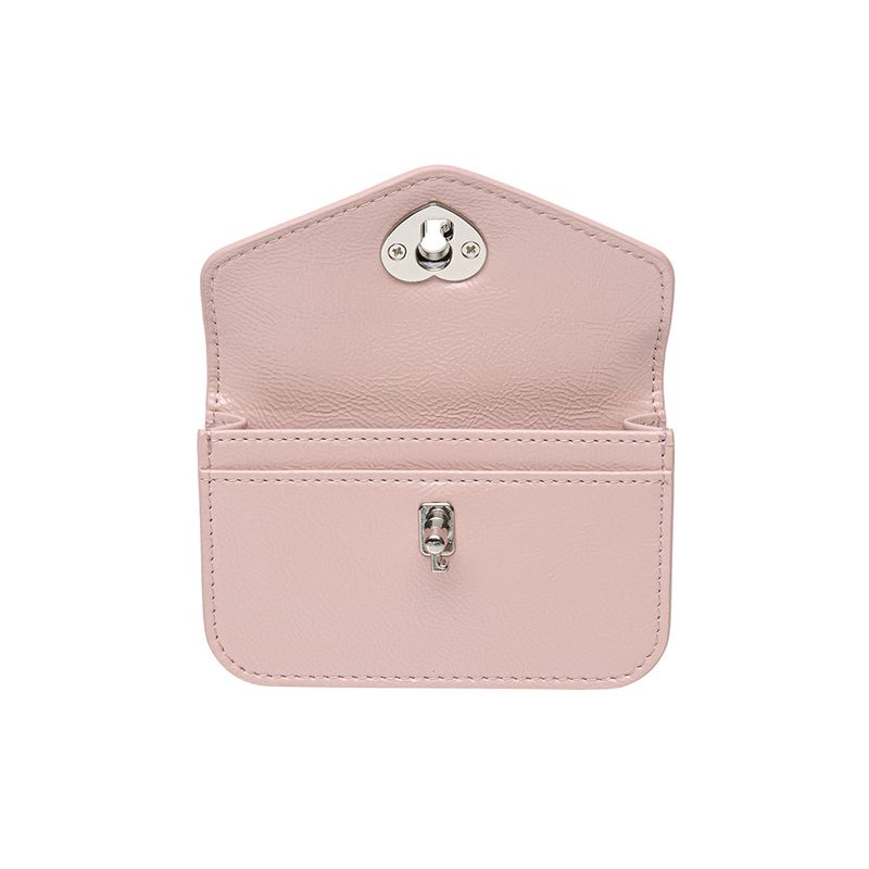Heart Lock Compact Card Wallet Babypink