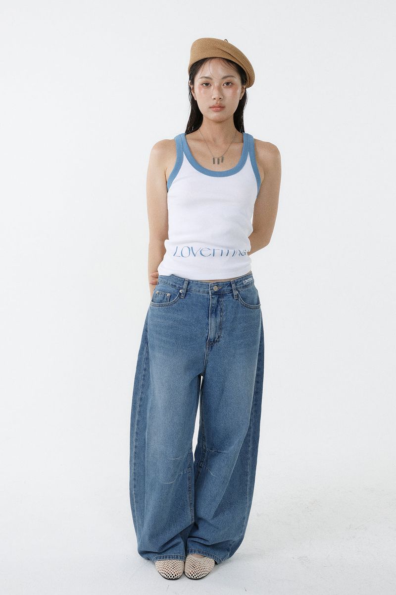 DEEP NECK SLEEVELESS TOP_SKY BLUE-WHITE