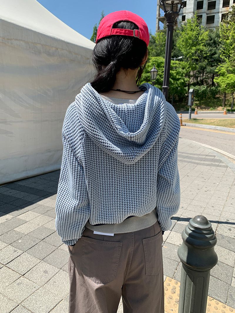WAFFLE HOOD ZIP-UP (2C)
