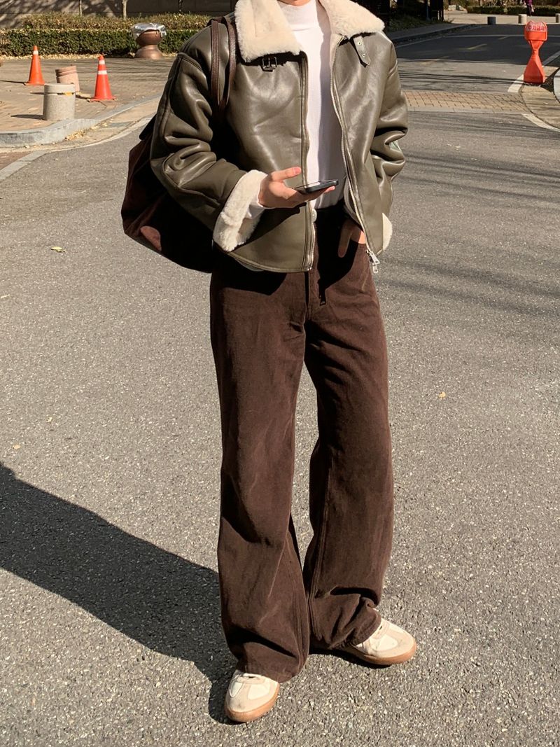 Beloa Peach Cotton Semi-wide Pants