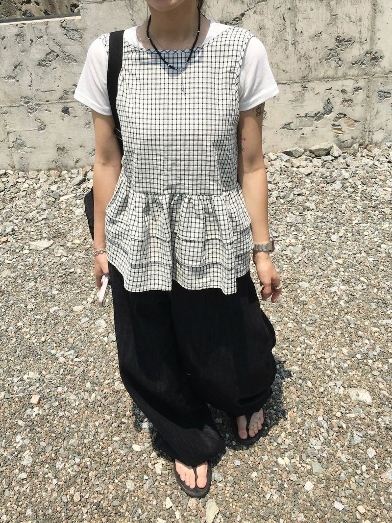 Mori Check Frill 2-Way Blouse (2c)