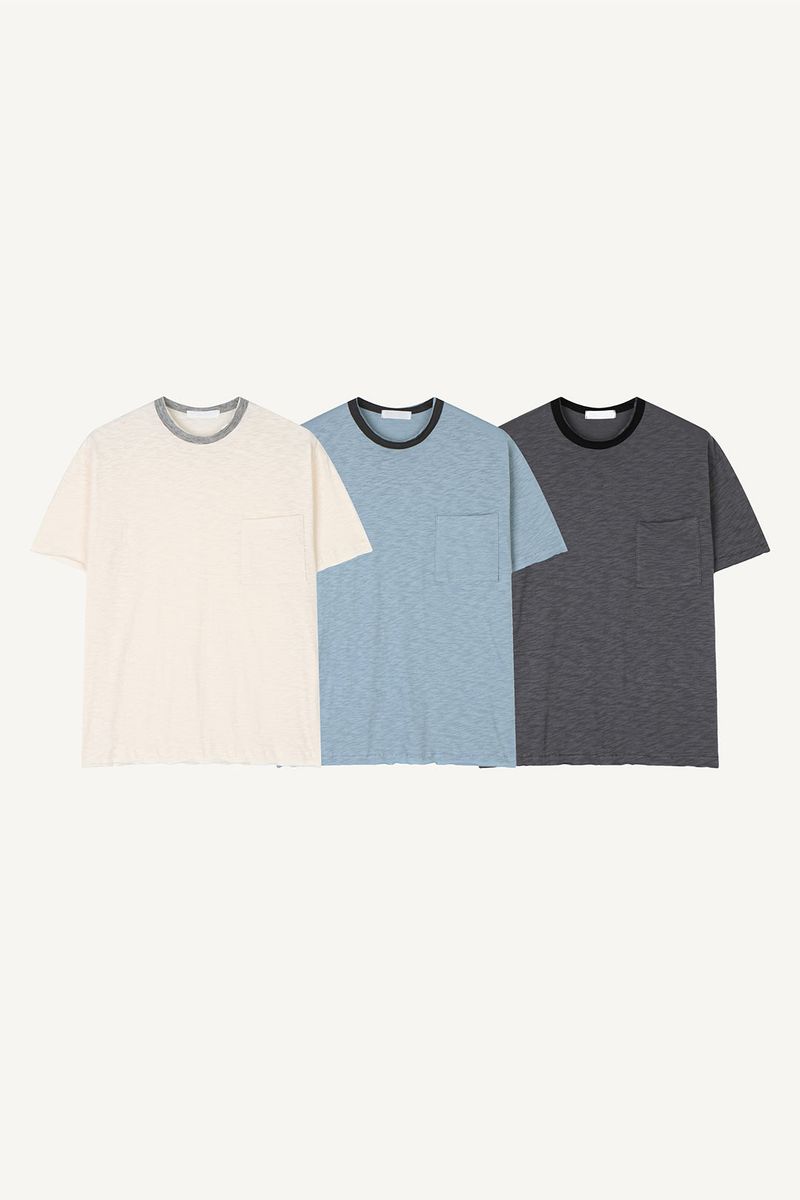 Slub rib layered T-shirt