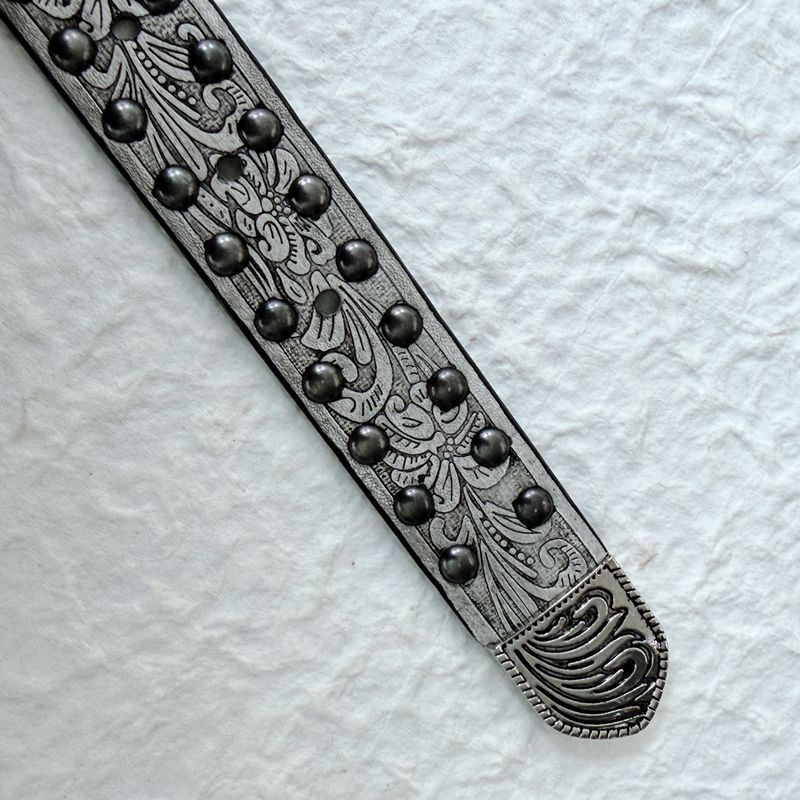 Vintage Tooled Stud Belt