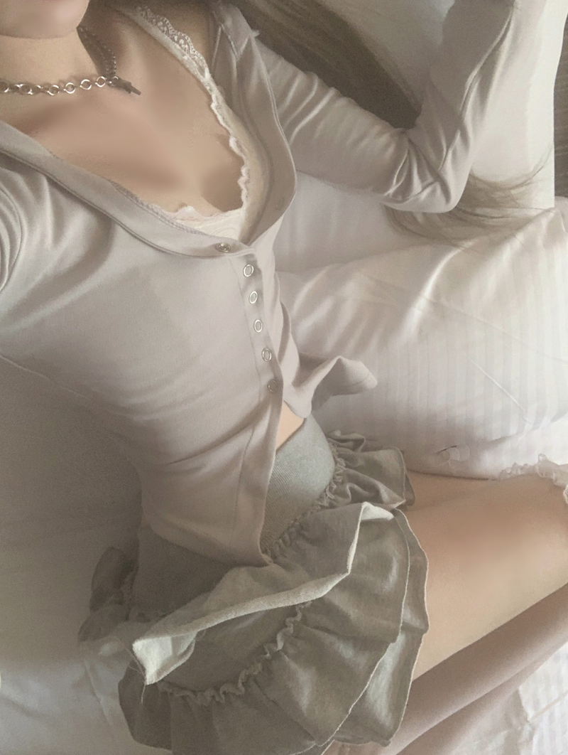 Prairin Unbalanced Button Top (2color)