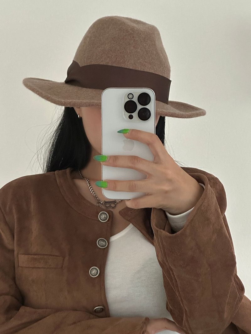 a no-collar suede jacket